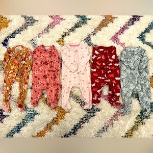 5 baby girl footed sleeper onesies
